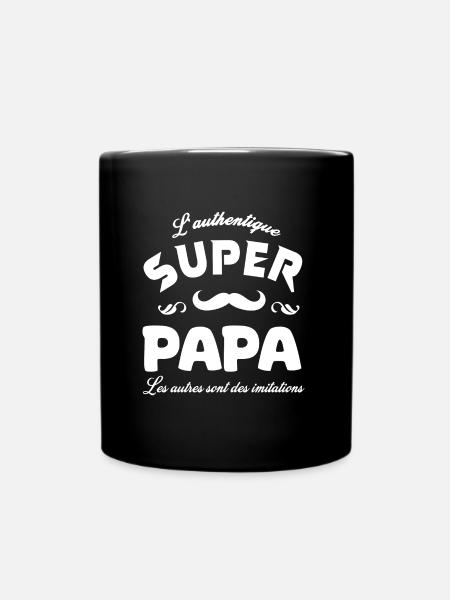 Cadeau papa authentique super papa fete papa - Mug uni - noir