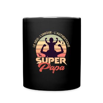 Super papa superpapa cadeau papa fete - Mug uni - noir - Devant