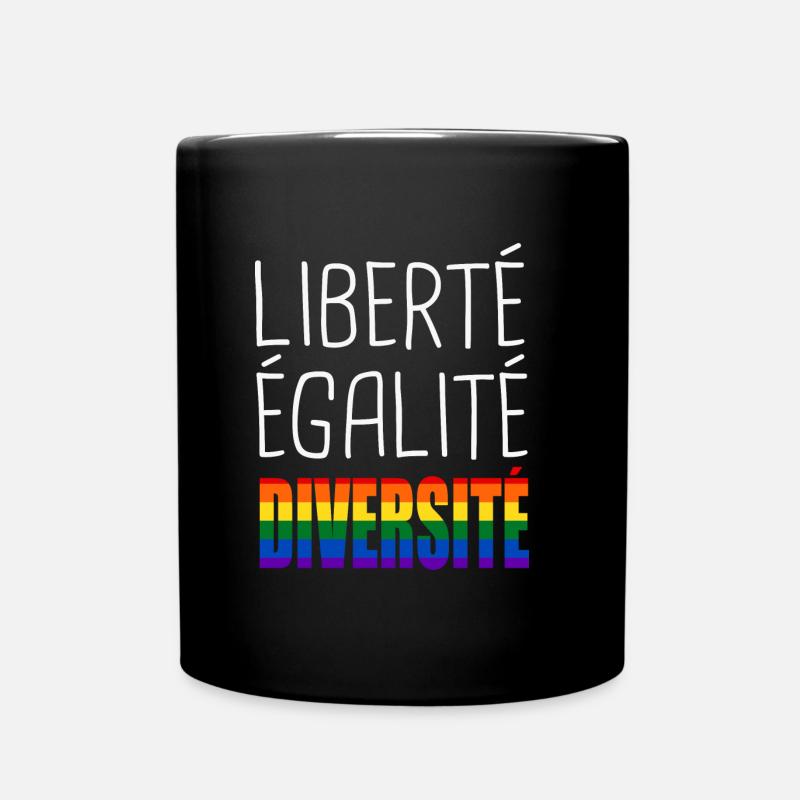 LGBT-Freiheit, Gleichberechtigung, Vielfalt - Tasse einfarbig - Schwarz
