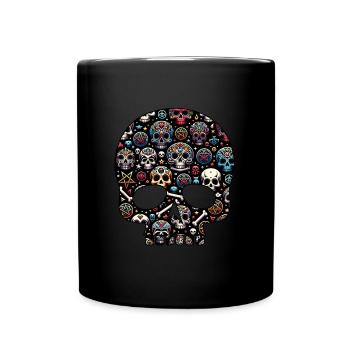 Buntes dekoratives Skullmuster - Tasse einfarbig - Schwarz - Vorne