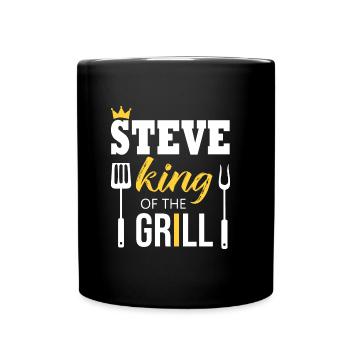 Steve, der König des Grills - Tasse einfarbig - Schwarz - Vorne