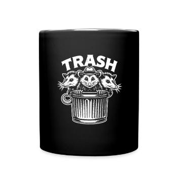 Trash gang three possums look out of the garbage can - Full Colour Mug - black - Front