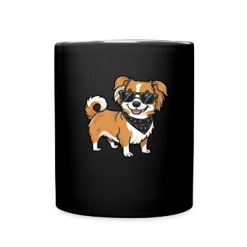 Cartoon Pekiniese, motif cool avec des lunettes de soleil - Mug uni - noir - Devant