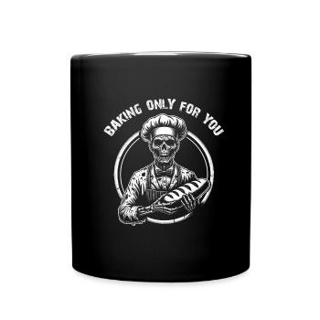 Ich backe für Dich gruseliger Bäckerzombie - Tasse einfarbig - Schwarz - Vorne
