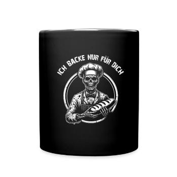 Ich backe für Dich gruseliger Bäckerzombie - Tasse einfarbig - Schwarz - Vorne