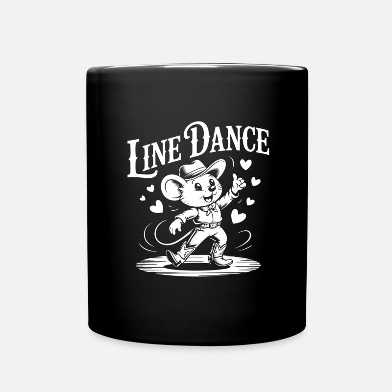 Line Dance Maus lustige Maus tanzt Linedance - Tasse einfarbig - Schwarz
