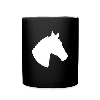 Pferdekopf Pferd - Tasse einfarbig - Schwarz - Vorne