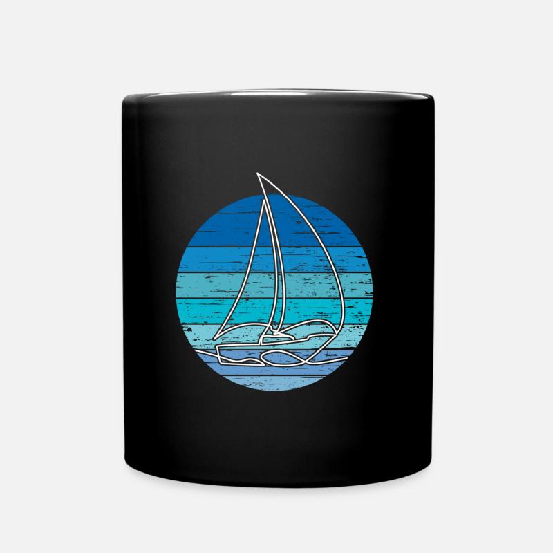Segelboot im Retro Vintage Kreis - Tasse einfarbig - Schwarz