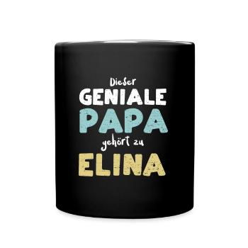 Dieser Geniale Papa Gehört Zu Elina - Tasse einfarbig - Schwarz - Vorne