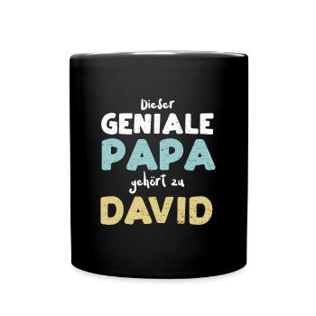 Dieser Geniale Papa Gehört Zu David - Tasse einfarbig - Schwarz - Vorne