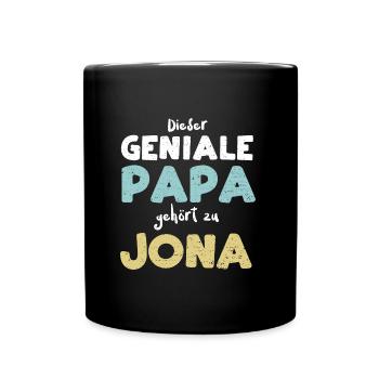Dieser Geniale Papa Gehört Zu Jona - Tasse einfarbig - Schwarz - Vorne