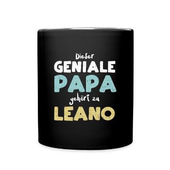 Dieser Geniale Papa Gehört Zu Leano - Tasse einfarbig - Schwarz - Vorne