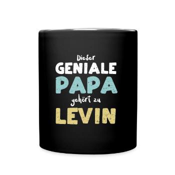 Dieser Geniale Papa Gehört Zu Levin - Tasse einfarbig - Schwarz - Vorne
