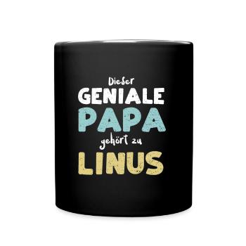 Dieser Geniale Papa Gehört Zu Linus - Tasse einfarbig - Schwarz - Vorne
