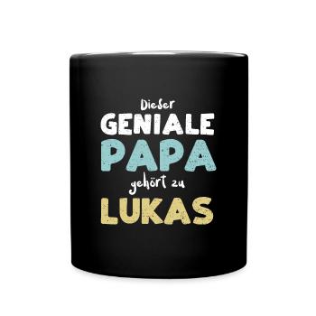 Dieser Geniale Papa Gehört Zu Lukas - Tasse einfarbig - Schwarz - Vorne