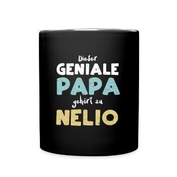 Dieser Geniale Papa Gehört Zu Nelio - Tasse einfarbig - Schwarz - Vorne