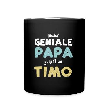 Dieser Geniale Papa Gehört Zu Timo - Tasse einfarbig - Schwarz - Vorne