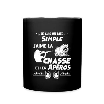 Homme Chasseur Et Apéro Humour Chasse - Mug uni - noir - Devant
