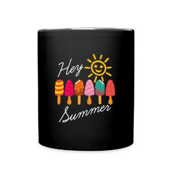 Hello summer sunshine and popsicles - Full Colour Mug - black - Front