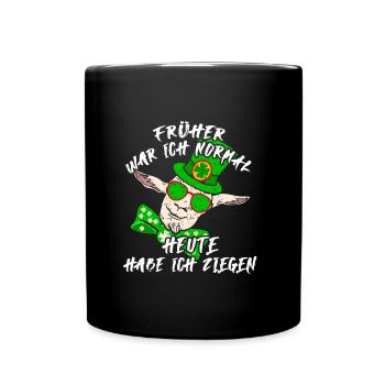 Früher war ich normal und heute habe ich Ziegen - Tasse einfarbig - Schwarz - Vorne