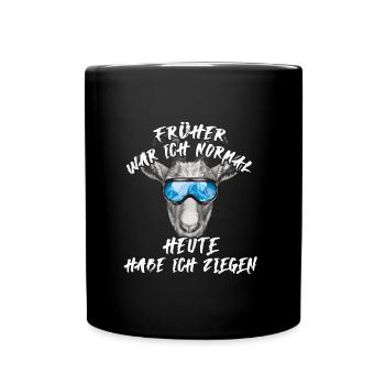 Früher war ich normal und heute habe ich Ziegen - Tasse einfarbig - Schwarz - Vorne