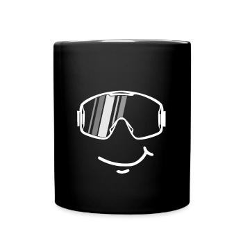 Lustiges lachendes Gesicht mit Ski Maske - Tasse einfarbig - Schwarz - Vorne
