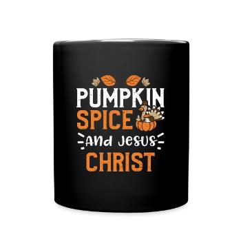 Pumpkin Spice And Jesus Christ - Tasse einfarbig - Schwarz - Vorne