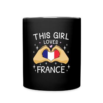 Drapeau de la France Cœur Drapeau français - Mug uni - noir - Devant