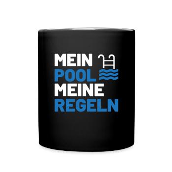Planschbecken Swimmingpool Pool Schwimmen Geschenk - Tasse einfarbig - Schwarz - Vorne