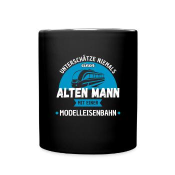 Modellbau Modelleisenbahn Modellbahn Geschenk - Tasse einfarbig - Schwarz - Vorne