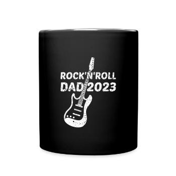 Rock'n'Roll Dad 2023 E-Gitarre zukünftiger Papa - Tasse einfarbig - Schwarz - Vorne