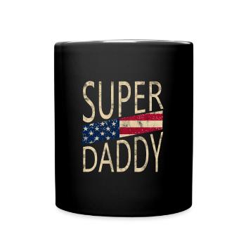 Super Daddy with American Flag for Dad - Full Colour Mug - black - Front