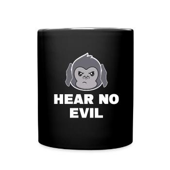 Hear no evil Drillinge Partnerlook Geschenk - Tasse einfarbig - Schwarz - Vorne