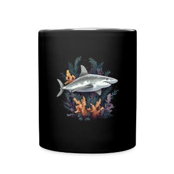 Great White Shark Fish Corals - Full Colour Mug - black - Front