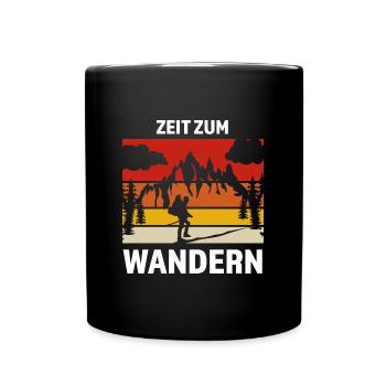 Wandern Berge Wanderer Geschenk - Tasse einfarbig - Schwarz - Vorne