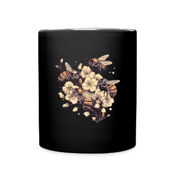 Bees, honey bees, flowers, beekeepers - Full Colour Mug - black - Front