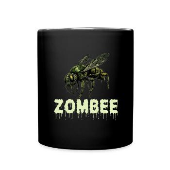 Zombee Halloween Horror Monster Zombie Biene Blume - Tasse einfarbig - Schwarz - Vorne
