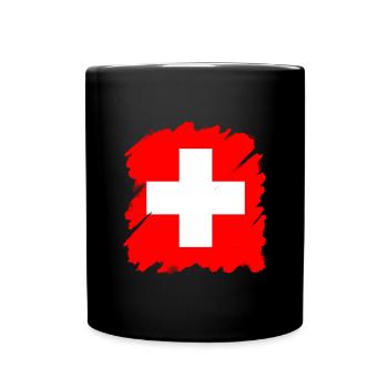 Drapeau de la Suisse Vintage Croix en détresse Look Suisse - Mug uni - noir - Devant
