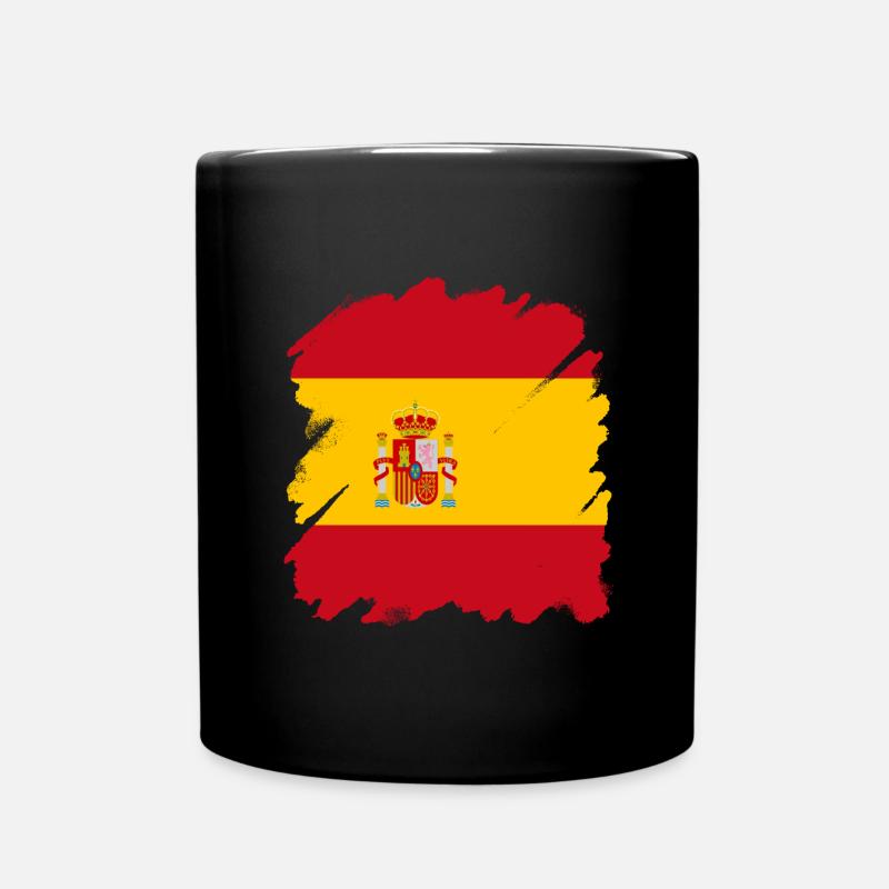 Spain Flag Vintage Spanish Flag Distressed Look - Full Colour Mug - black