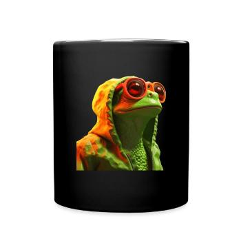 Frosch mit Sonnenbrille Bunt Coole Frösche - Tasse einfarbig - Schwarz - Vorne