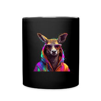 Deer with Sunglasses Colorful Cool Deer Forest Animal - Full Colour Mug - black - Front