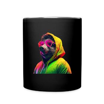 Wild boar with sunglasses Colorful Cool forest animals - Full Colour Mug - black - Front