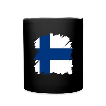 Finnland Flagge Suomi Finnische Fahne Used Look - Tasse einfarbig - Schwarz - Vorne