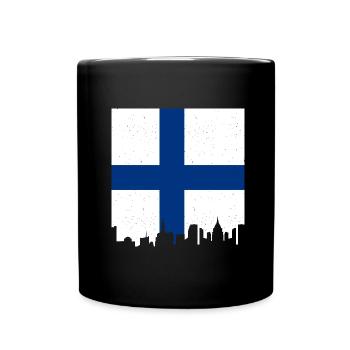 Finnland Flagge Suomi Finnische Fahne Used Look - Tasse einfarbig - Schwarz - Vorne
