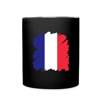 Frankreich Flagge Used Look Französische Fahne - Tasse einfarbig - Schwarz - Vorne