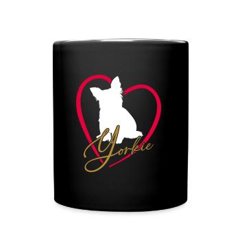 Yorkie in big red heart Yorkshire Terrier - Full Colour Mug - black - Front