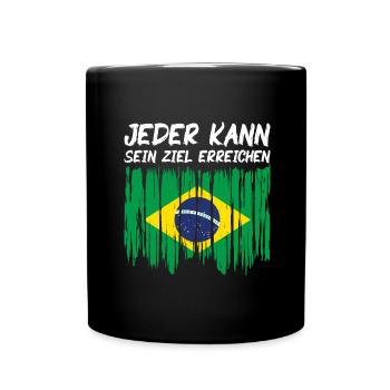 Brasilien Flagge Brasilianische Fahne Südamerika - Tasse einfarbig - Schwarz - Vorne