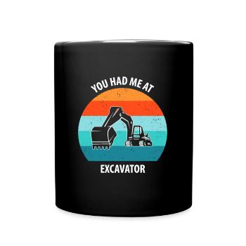 Bagger Baggerfahrer Baggerwagen - Tasse einfarbig - Schwarz - Vorne