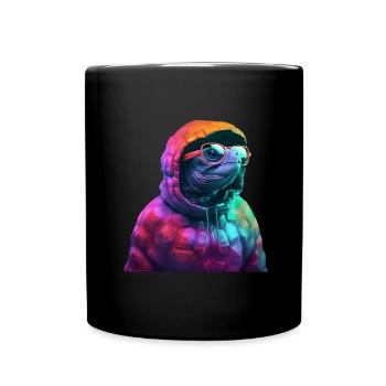 Turtle with sunglasses Cool turtles - Full Colour Mug - black - Front