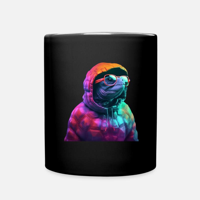 Schildkröte mit Sonnenbrille Coole Schildkröten - Tasse einfarbig - Schwarz
